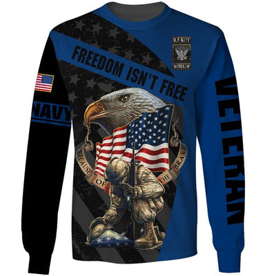 BigProStore US NAVY Military Clothing Navy Freedom Is Not Free USA Army Hoodie - Sweatshirt - Tshirt - Zip Hoodie Sweatshirt / S