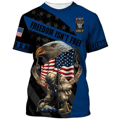 BigProStore US NAVY Military Clothing Navy Freedom Is Not Free USA Army Hoodie - Sweatshirt - Tshirt - Zip Hoodie T-shirt / S
