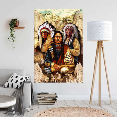 BigProStore Custom Canvas Prints Native American And Mount Rushmore Home Decor Canvas Canvas / 12" x 18" Canvas