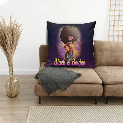 BigProStore African Print Pillows Natural Black And Boujee Girl Bubble Gum Square Throw Pillow African Inspired Pillows 12" x 12" Throw Pillows