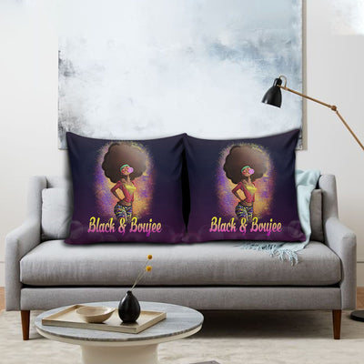 BigProStore African Print Pillows Natural Black And Boujee Girl Bubble Gum Square Throw Pillow African Inspired Pillows Throw Pillows