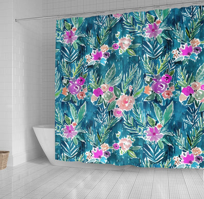 BigProStore Hawaii Bathroom Curtain Navy Tropical Paradise Hawaiian Hibiscus Floral Shower Curtain Small Bathroom Decor Ideas Hawaii Shower Curtain