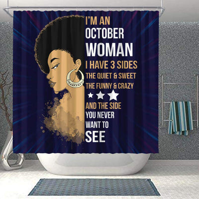 BigProStore Nice Afro Girl I'm A October Woman Shower Curtains African American African Bathroom Decor BPS025 Shower Curtain
