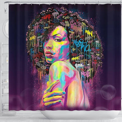BigProStore Nice Afro Girl Magic Shower Curtains African American African Bathroom Decor BPS027 Shower Curtain