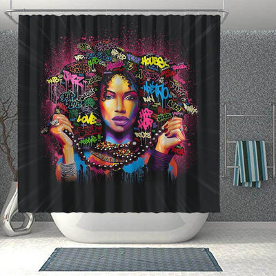 BigProStore Nice Beautiful Black Woman Art African American Shower Curtain African Bathroom Accessories BPS068 Shower Curtain