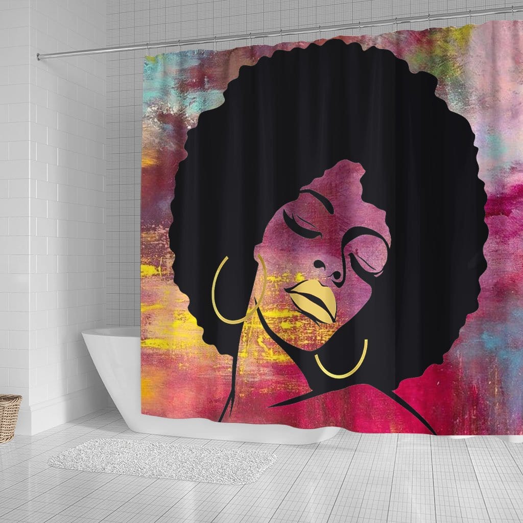 Nice Black Woman African American Shower Curtain Girl Magic Bathroom Decor Accessories Bps375 Bigpro
