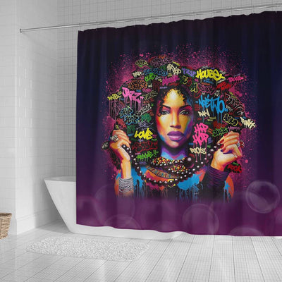 BigProStore Nice Colorful Art Afro Girl African American Art Shower Curtains Afrocentric Style Designs BPS108 Small (165x180cm | 65x72in) Shower Curtain