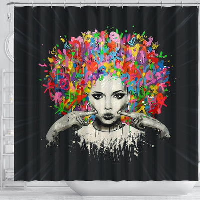 BigProStore Nice Melanin Woman Colorful Natural Hair Shower Curtains African American Afrocentric Bathroom Decor BPS169 Shower Curtain