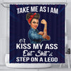 BigProStore Nice Take Me As I Am Or Kiss My Ass Eat Shit Step On A Lego African American Print Shower Curtains Afrocentric Bathroom Decor BPS216 Small (165x180cm | 65x72in) Shower Curtain