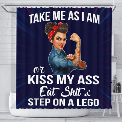 BigProStore Nice Take Me As I Am Or Kiss My Ass Eat Shit Step On A Lego African American Print Shower Curtains Afrocentric Bathroom Decor BPS216 Small (165x180cm | 65x72in) Shower Curtain