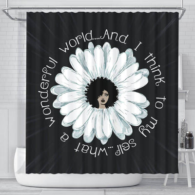 BigProStore Nice What A Wonderful World And I Think To My Self Natural Girl Black History Shower Curtains Afro Bathroom Decor BPS234 Small (165x180cm | 65x72in) Shower Curtain