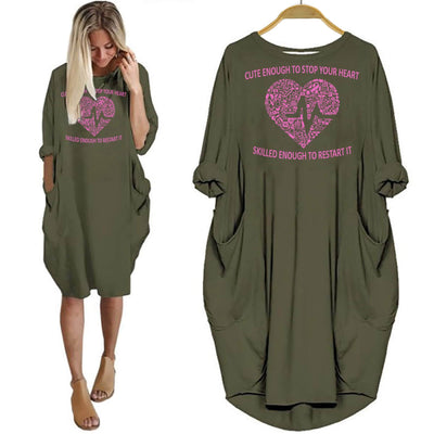 BigProStore Nurse Shirt Cute Enough To Stop Your Heart Women Dress Green / S Women Dress
