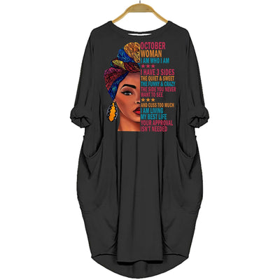 BigProStore October Woman I Have 3 Sides and I Live My Best Life Dress for Afro Women Black / S (4-6 US)(8 UK) Women Dress