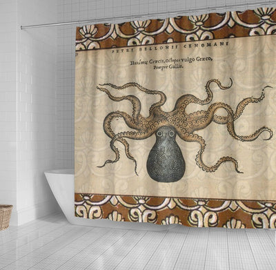 BigProStore Shower Curtain Decor Octopus Kraken Vintage Scientific Illustration Sho Bathroom Decor Ideas Kraken Shower Curtain