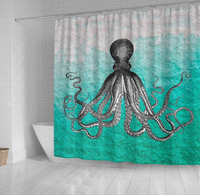 BigProStore Kraken Bathroom Curtain Ombre Vintage Nautical Octopus Wate Shower Curtain Bathroom Curtains Kraken Shower Curtain