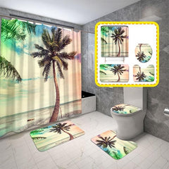 Bath Accessories Set Footprints In The Sand Shower Curtain Small Bathr –  BigProStore