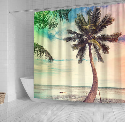 BigProStore Bathroom Curtain Palm Tree Shower Curtain Home Bath Decor Beach Shower Curtain
