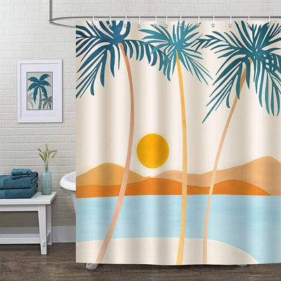 BigProStore Lifeel Tropical Shower Curtain Palm Tree Shower Curtain Mountains Sunset Polyester Water Proof Material Bathroom Curtain 3 Sizes Palm Tree Shower Curtain