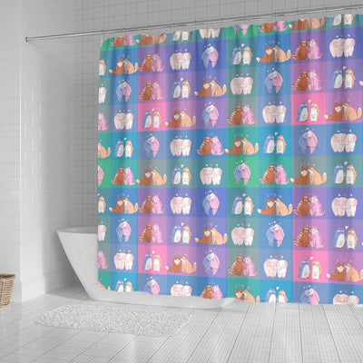 BigProStore Elephant Shower Curtains Pattern Love Animals Cats Penguin Fox Elephant Small Bathroom Decor Ideas Shower Curtain