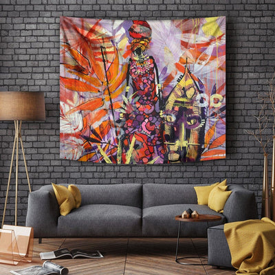 BigProStore African American Tapestry Wall Hanging Beautiful Black American Woman Perfect Inspired Afrocentric Pattern Art African Themed Wall Tapestry / S (51"x60" / 130x150cm) Tapestry