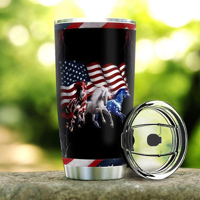 BigProStore Personalized Horse Thermal Cups American Horses Custom Iced Coffee Cups Gifts For Horse Lovers 20 oz Horse Tumbler