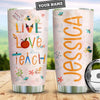 BigProStore Personalized Funny Teacher Glitter Tumbler Live Love Teach Custom Name Tumbler Double Wall Cup Stainless Steel 20 Oz 20 oz Personalized Teacher Tumbler Cup