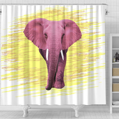 BigProStore Elephant Shower Curtain Pink Elephant Small Bathroom Decor Ideas Shower Curtain / Small (165x180cm | 65x72in) Shower Curtain