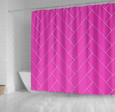 BigProStore Herringbone Shower Curtain Decor Pink Herringbone Shower Curtain Bathroom Decor Ideas Herringbone Shower Curtain / Small (165x180cm | 65x72in) Herringbone Shower Curtain