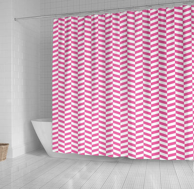 BigProStore Shower Curtain Decor Pink Herringbone Shower Curtain Bathroom Wall Decor Ideas Herringbone Shower Curtain / Small (165x180cm | 65x72in) Herringbone Shower Curtain