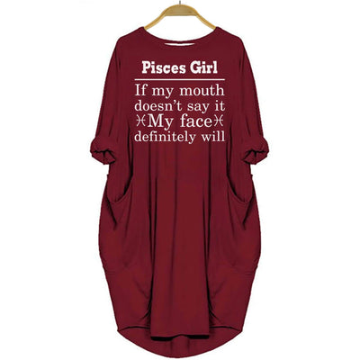 BigProStore Pisces Girl Birthday Women Pocket Dress Shirt Red / S (4-6 US)(8 UK) Women Dress