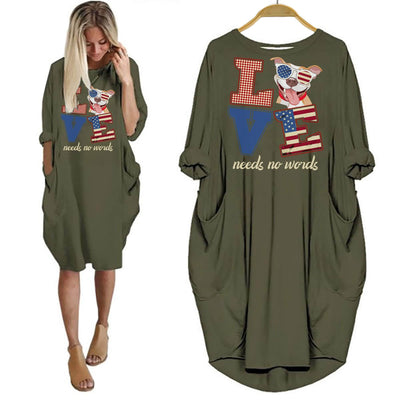 BigProStore Pitbull Shirt Love Needs No Words Women Dress For Her Green / S Women Dress