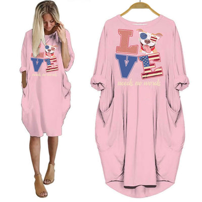 BigProStore Pitbull Shirt Love Needs No Words Women Dress For Her Pink / S Women Dress