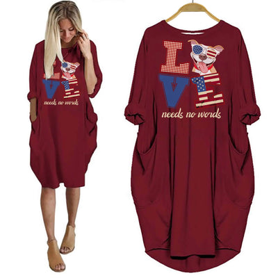 BigProStore Pitbull Shirt Love Needs No Words Women Dress For Her Red / S Women Dress