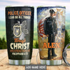 BigProStore Personalized Cop Tumbler Cup Police Officer I Can Do All Things Customized Tumbler Double Walled Vacuum Insulated Cup 20 Oz 20 oz Personalized Police Tumbler Cup