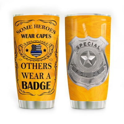 BigProStore Personalized Law Enforcement Tumbler Cup Police Some Heroes Wear Cape Custom Insulated Tumbler Double Wall Cup Stainless Steel 20 Oz 20 oz Personalized Police Tumbler Cup