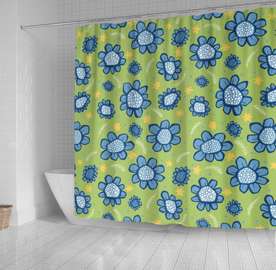 BigProStore Bathroom Curtain Pop Flowers Blue Shower Curtain Fantasy Fabric Bath Bathroom Lemon Shower Curtain