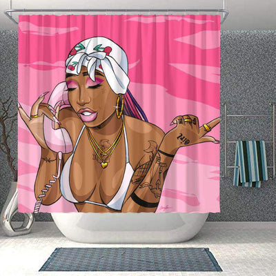 BigProStore Pretty African American Black Art Shower Curtain Black Girl Bathroom Decor BPS0097 Small (165x180cm | 65x72in) Shower Curtain