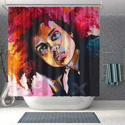 BigProStore Pretty African Shower Curtain Melanin Girl Bathroom Decor BPS0030 Small (165x180cm | 65x72in) Shower Curtain