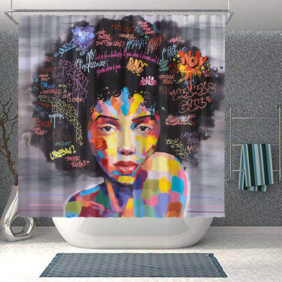 BigProStore Pretty African Style Shower Curtain African Lady Bathroom Accessories BPS0256 Small (165x180cm | 65x72in) Shower Curtain