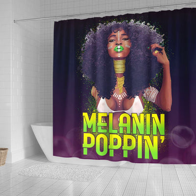 BigProStore Pretty Afro Girl Melanin Poppin' African American Bathroom Shower Curtains Afrocentric Bathroom Decor BPS028 Small (165x180cm | 65x72in) Shower Curtain