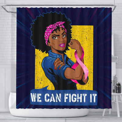 BigProStore Pretty Afro Girl We Can Fight It Pink Ribbon African American Inspired Shower Curtains African Bathroom Decor BPS031 Small (165x180cm | 65x72in) Shower Curtain