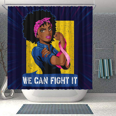 BigProStore Pretty Afro Girl We Can Fight It Pink Ribbon African American Inspired Shower Curtains African Bathroom Decor BPS031 Shower Curtain