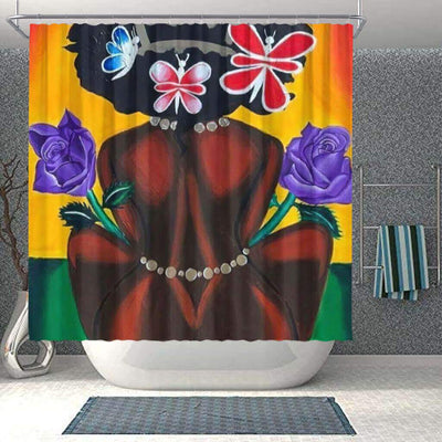 BigProStore Pretty Afrocentric Shower Curtains Black Girl Bathroom Designs BPS0081 Small (165x180cm | 65x72in) Shower Curtain