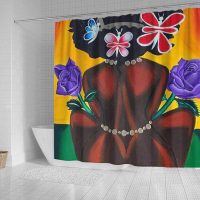 BigProStore Pretty Afrocentric Shower Curtains Black Girl Bathroom Designs BPS0081 Shower Curtain