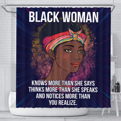 BigProStore Pretty Black Woman Knows More Than She Says Thinks More Than She Speaks African Style Shower Curtains African Style Designs BPS102 Small (165x180cm | 65x72in) Shower Curtain
