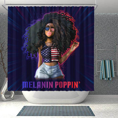 BigProStore Pretty Fashion Afro Girl Melanin Poppin' African American Themed Shower Curtains African Bathroom Decor BPS116 Shower Curtain