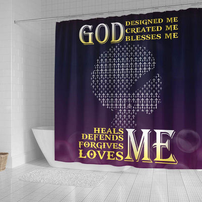 BigProStore Pretty God Designed Created Blessed Heals Defends Forgives Loves Me Girl African American Print Shower Curtains Afrocentric Style Designs BPS123 Small (165x180cm | 65x72in) Shower Curtain