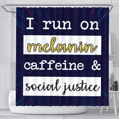 BigProStore Pretty I Run On Melanin Caffeine And Social Justice African American Art Shower Curtains Afro Bathroom Decor BPS142 Small (165x180cm | 65x72in) Shower Curtain
