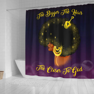 BigProStore Pretty Natural Afro Girl Hair The Bigger The Hair The Closer To God Black History Shower Curtains African Style Designs BPS177 Small (165x180cm | 65x72in) Shower Curtain