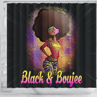 BigProStore Pretty Natural Black And Boujee Girl Bubble Gum Afrocentric Shower Curtains Afrocentric Bathroom Accessories BPS179 Shower Curtain